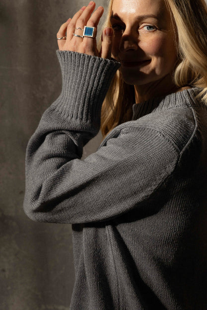 Marina 100% Merino Pullover Grau 