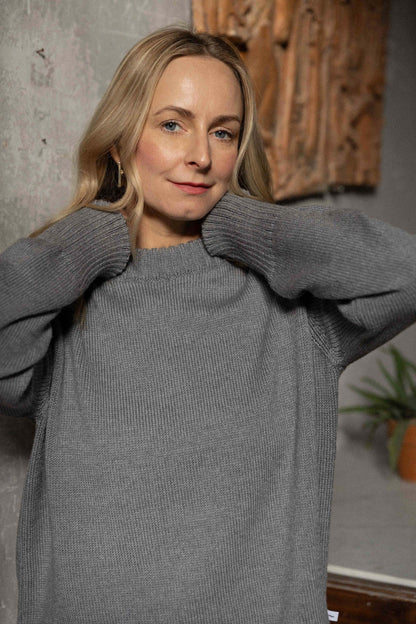 Marina 100% Merino Pullover Grau 