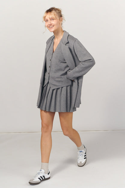 Galante Knitted 100% Merino Waistcoat Light Grey