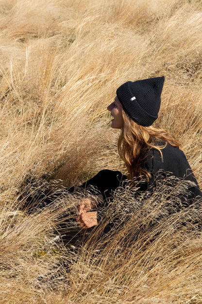 Rotondo 100% Merino Mütze Schwarz