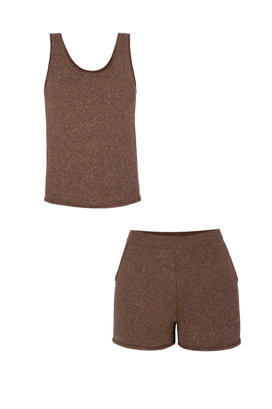 Sabbia Set aus Tanktop und Shorts, Schokolade