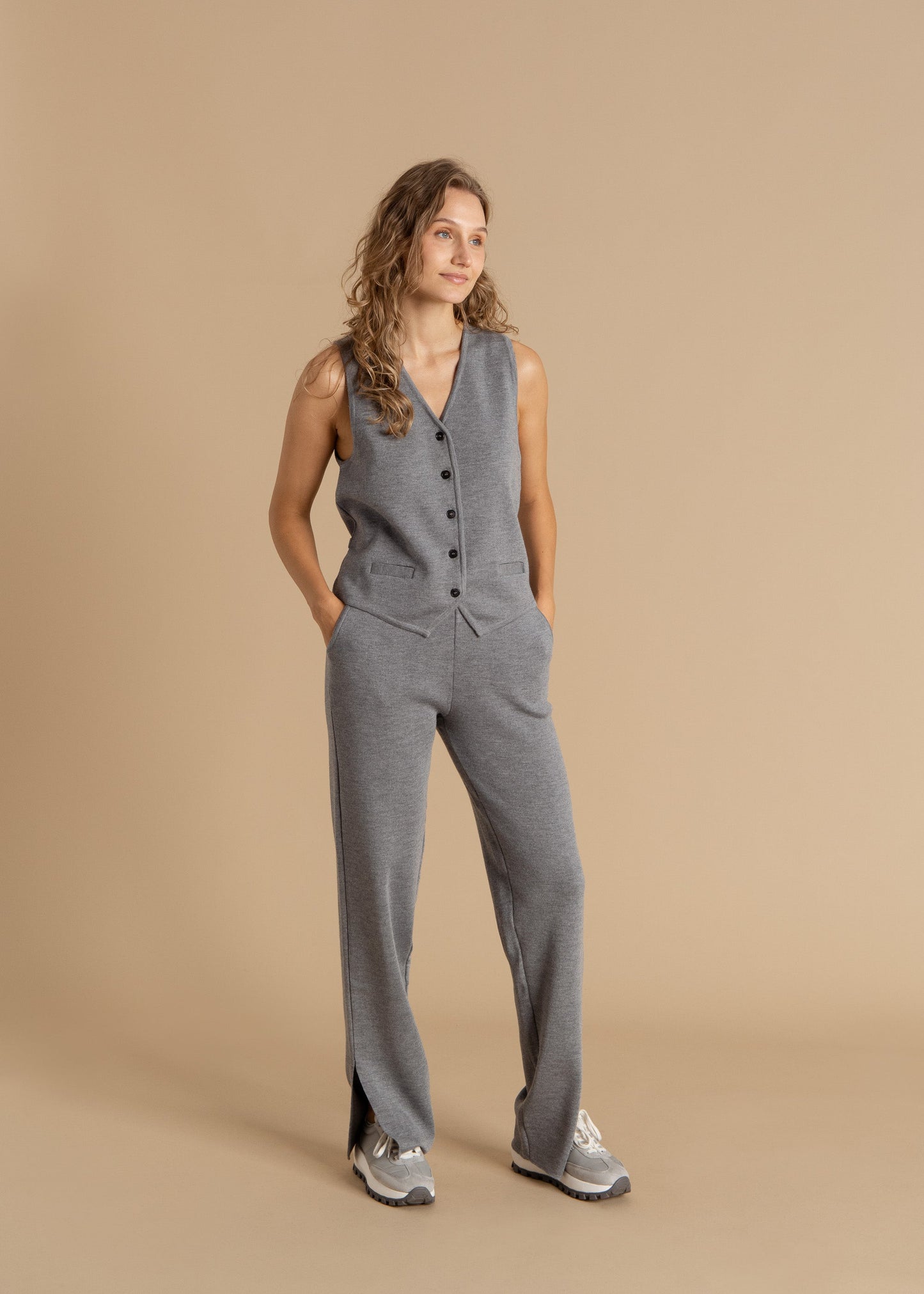 Ora, Forza & Galante 100% Merino Co-ord in Light Grey