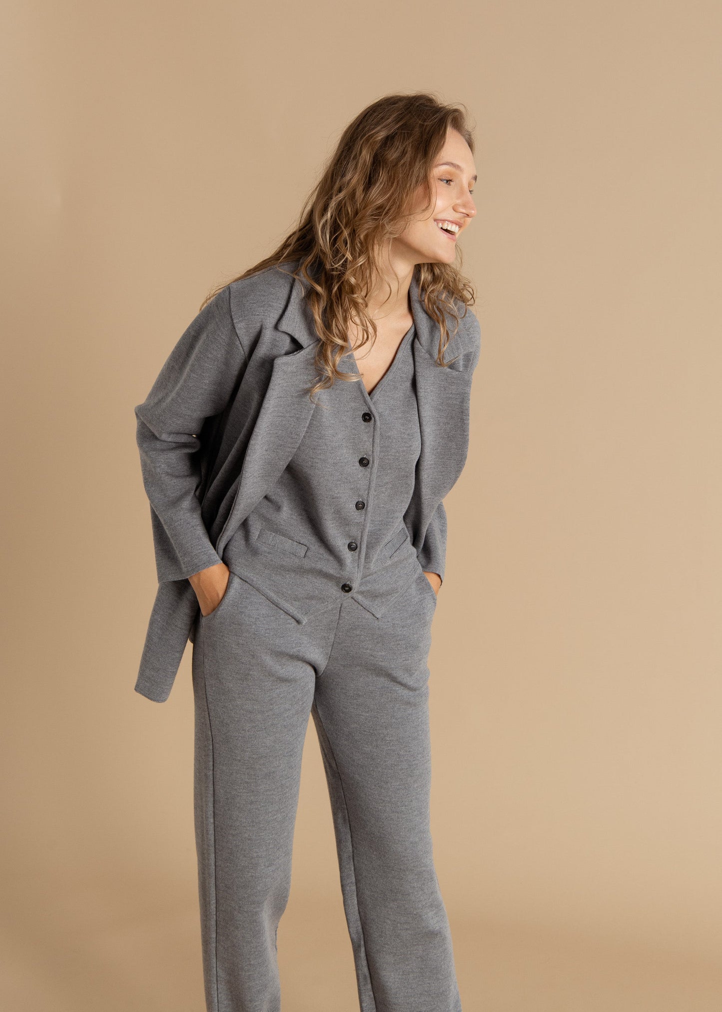 Ora, Forza & Galante 100% Merino Co-ord in Light Grey