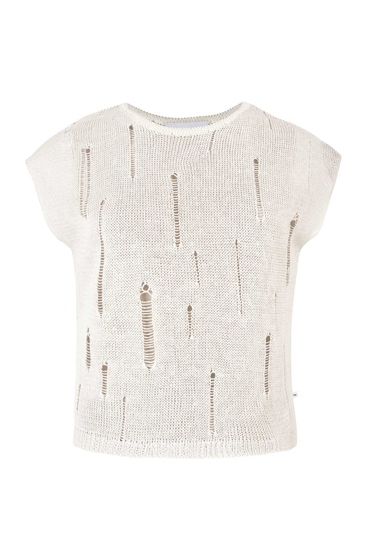 Terra Distressed Linen Top White
