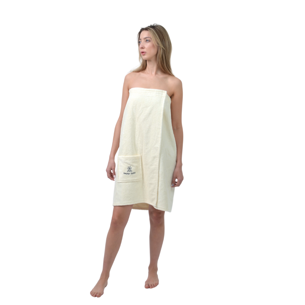 Women's Sauna Wrap Towel with Pocket - 100% Cotton, Adjustable Fit