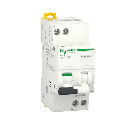 A9DC3625 Residual current breaker with overcurrent protection (RCBO), Acti9 iCV40N, 1P+N, 25A, C curve, 6000A, A type, 30mA