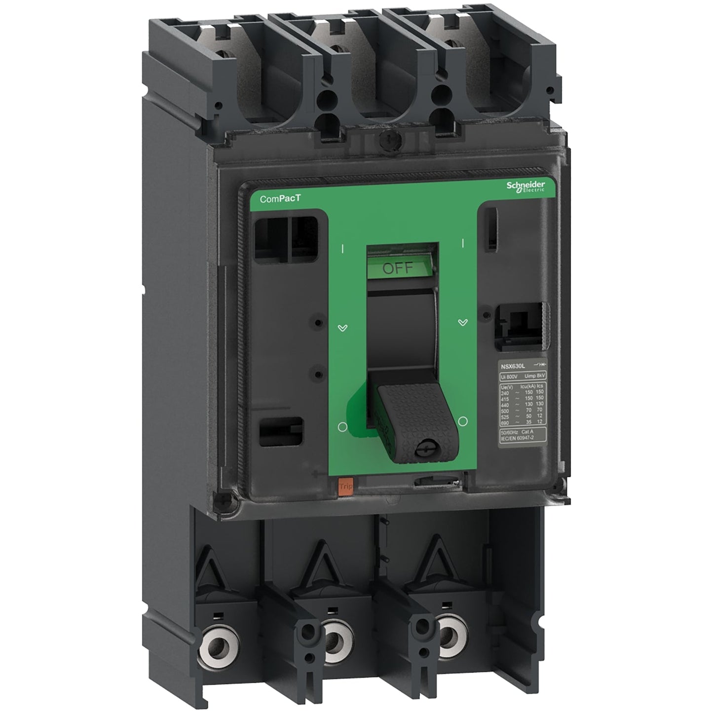 C40F3 Schneider Electric Circuit breaker basic frame, ComPacT NSX400F, 36kA/415VAC, 3 poles, 400A frame rating, without trip unit