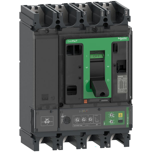C40F44V400 Schneider Electric Leistungsschalter, ComPacT NSX400F, 36 kA/415 VAC, 4-polig, MicroLogic Vigi 4.3 Auslöseeinheit 400 A