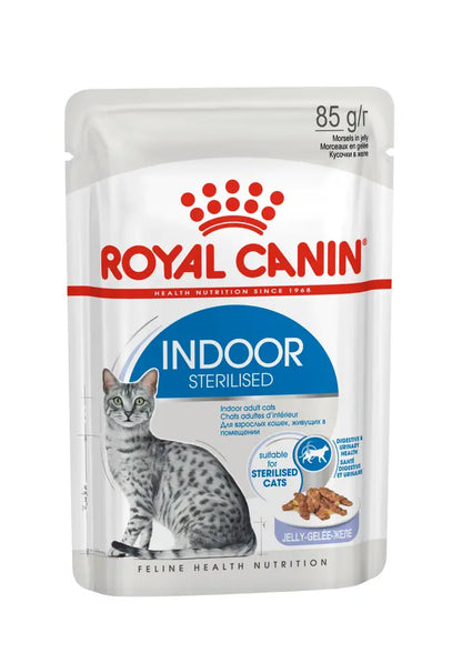 Indoor Sterilised Morsels in Jelly - Wet Food for Indoor Cats 12x85g