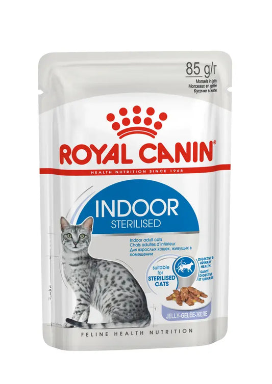 Indoor Sterilised Morsels in Jelly - Wet Food for Indoor Cats 12x85g
