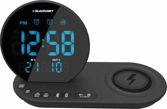 Blaupunkt Radijo Žadintuvas su Belaidžiu Įkrovikliu CR85BK - Juodas 2-in-1