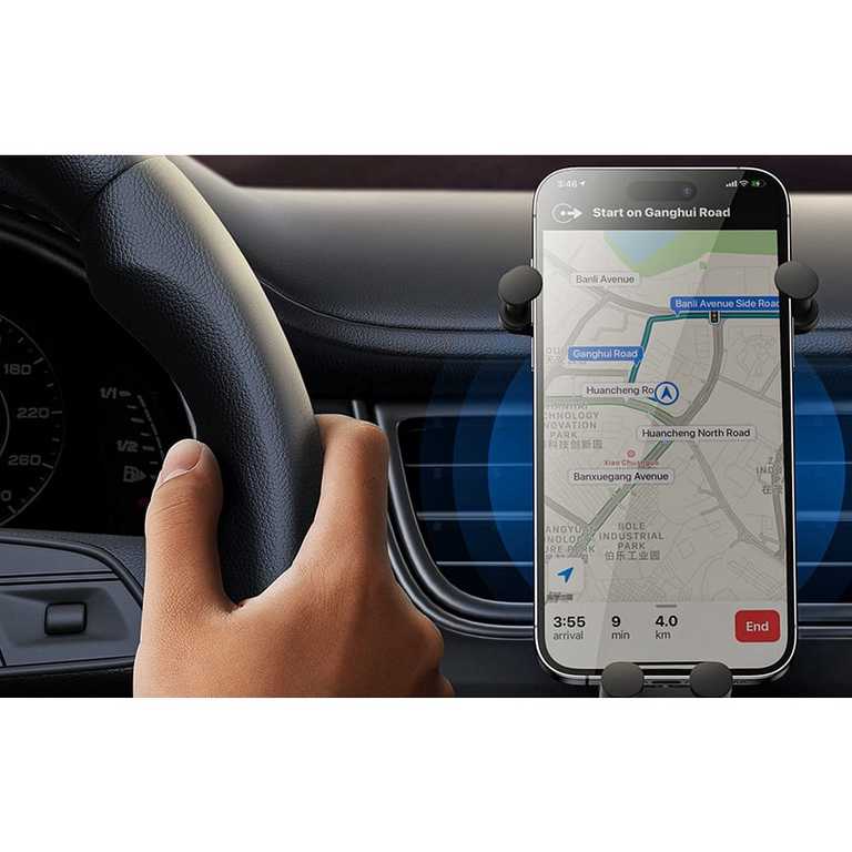 Baseus Automobilinis Telefono Laikiklis su 15W Belaidžiu Krovimu - Juodas