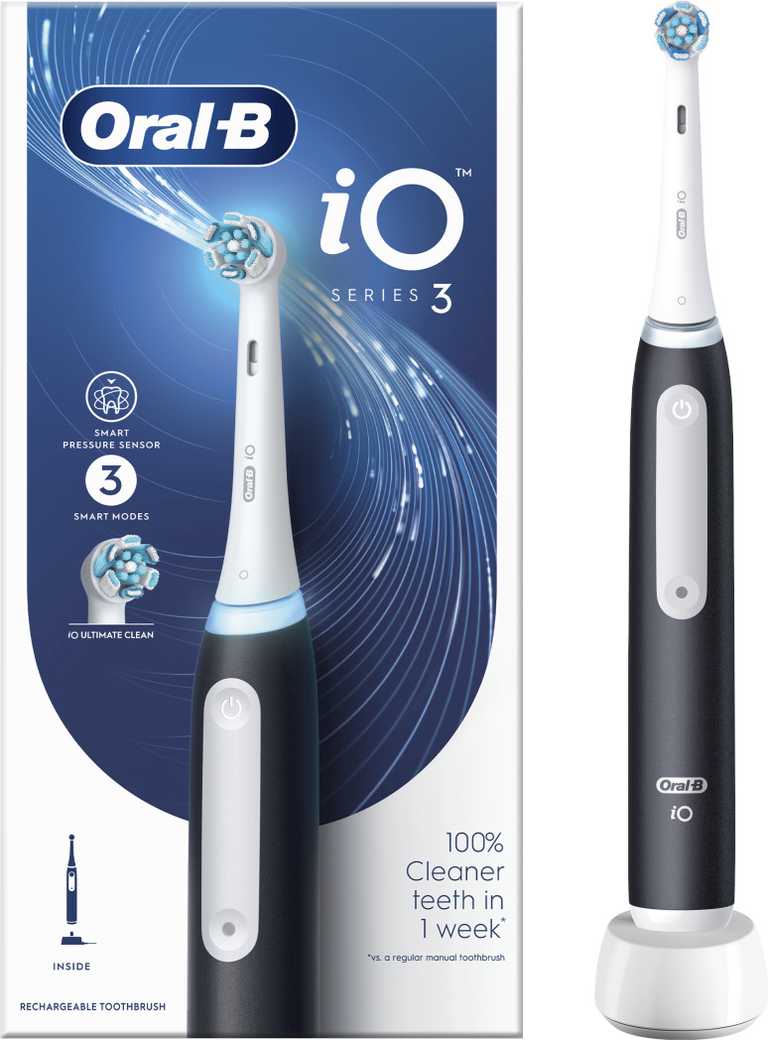 Braun Oral-B iO Series 3 Elektrinis Dantų Šepetėlis - Juodas Smart