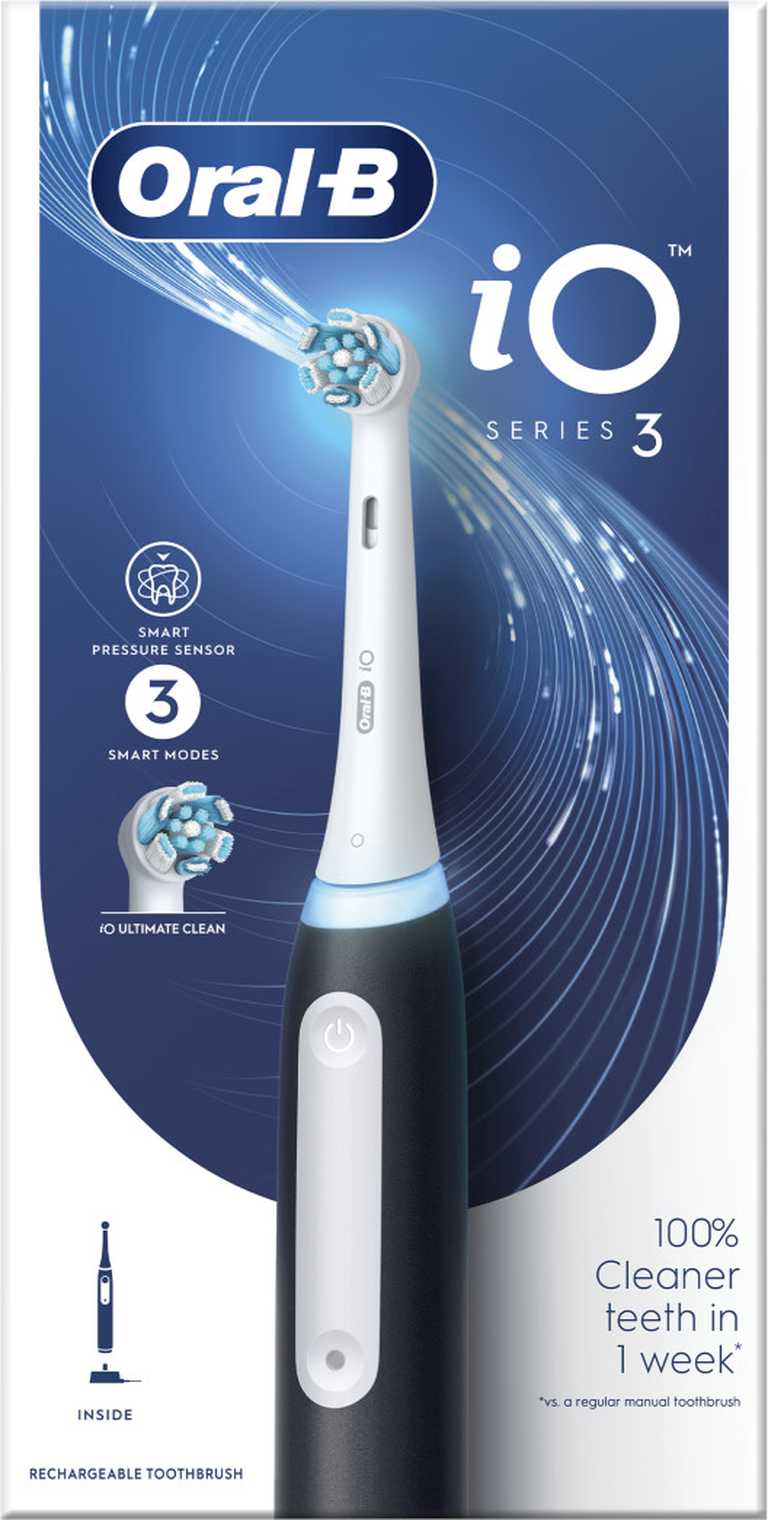 Braun Oral-B iO Series 3 Elektrinis Dantų Šepetėlis - Juodas Smart