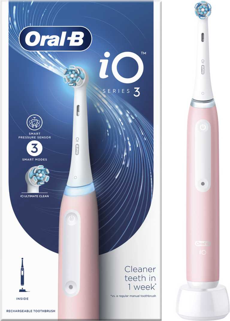 Braun Oral-B iO Series 3 Elektrinis Dantų Šepetėlis - Rožinė Smart