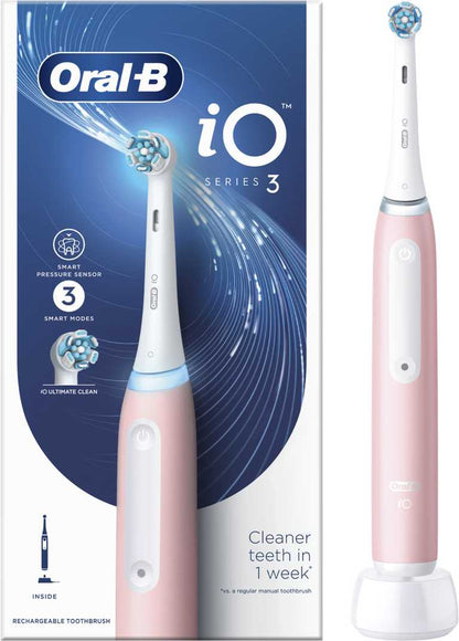 Braun Oral-B iO Series 3 Elektrinis Dantų Šepetėlis - Rožinė Smart