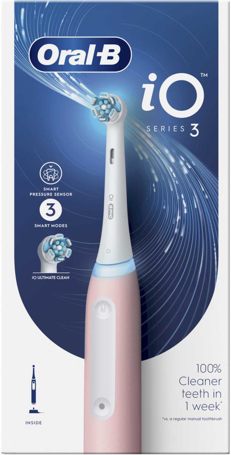 Braun Oral-B iO Series 3 Elektrinis Dantų Šepetėlis - Rožinė Smart