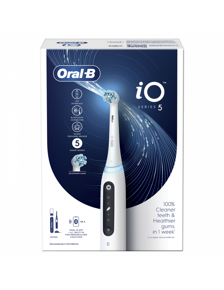 Oral-B iO Series 5 Elektrinis Dantų Šepetėlis - Baltas Premium Smart