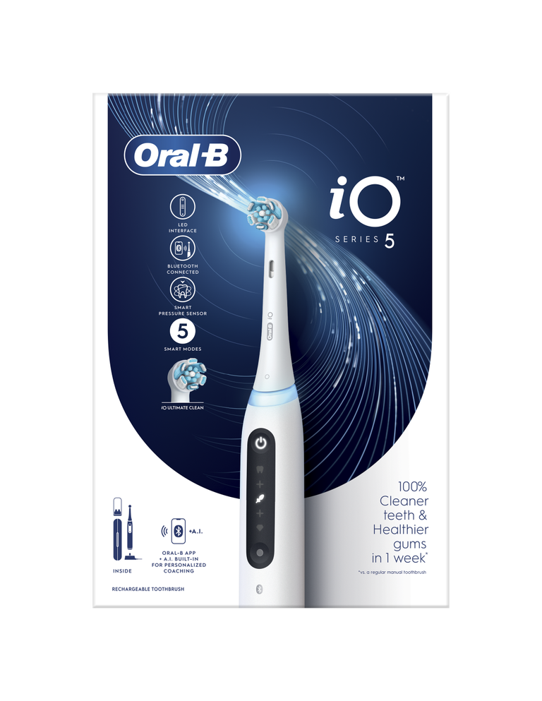 Oral-B iO Series 5 Elektrinis Dantų Šepetėlis - Baltas Premium Smart