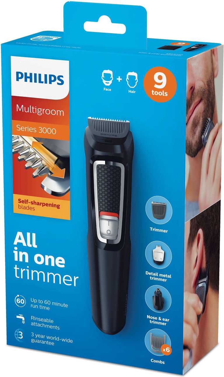 Philips Series 3000 MG3740/15 Plaukų Kirpimo Mašinėlė - 9 Įrankiai Vienoje
