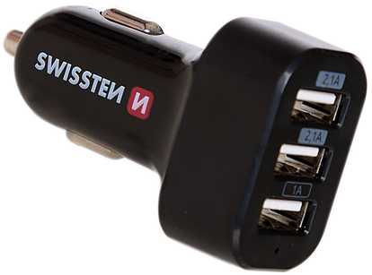 Car charger Swissten 3 x USB - Black