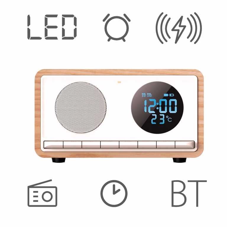 Manta Radijo Žadintuvas su Belaidžiu Įkrovikliu RDI912W - Rimini White 2-in-1