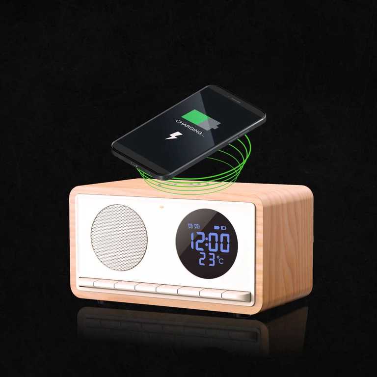 Manta Radijo Žadintuvas su Belaidžiu Įkrovikliu RDI912W - Rimini White 2-in-1
