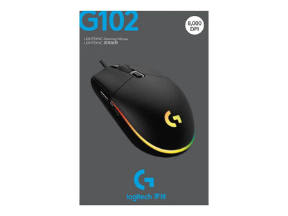 Logitech G102 Lightsync laidinė žaidimų pelė, RGB apšvietimas, 8000 DPI, juoda