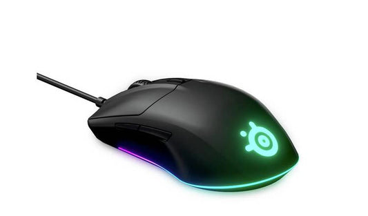 SteelSeries Rival 3 – laidinė žaidimų pelė, 8500 DPI, 3 zonų RGB apšvietimas, juoda