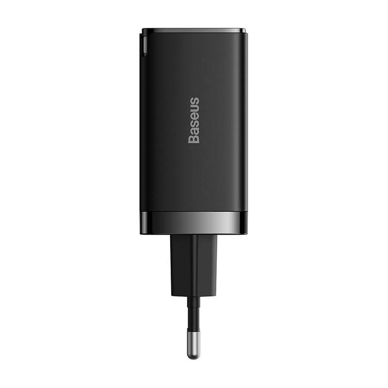 ⚡ Baseus GaN5 Pro 65W Melns - 3 Portu Lādētājs | 2x USB-C + USB | 100 cm Kabelis | Ceļojumiem