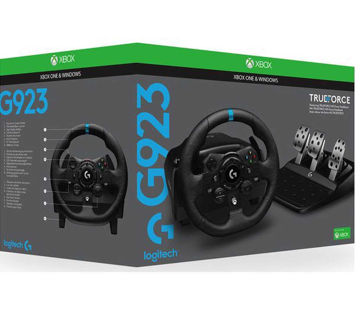 Logitech G923 sacīkšu spēļu stūre Xbox/PC — TrueForce tehnoloģija