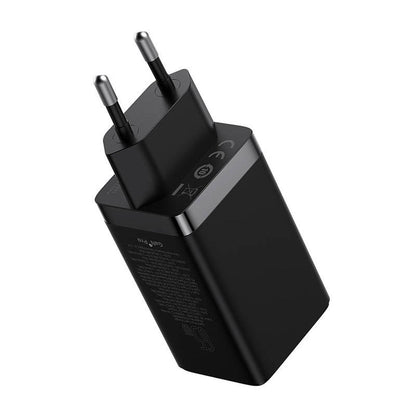 ⚡ Baseus GaN5 Pro 65W Melns - 3 Portu Lādētājs | 2x USB-C + USB | 100 cm Kabelis | Ceļojumiem