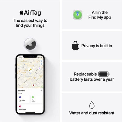 🍎 Apple AirTag 4 gab. balts - Preču meklētājs | Find My | Ultra platjoslas josla | 1 gada akumulators | NFC