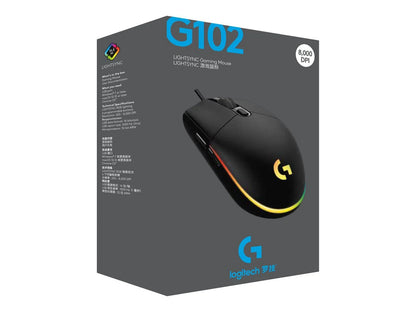 Logitech G102 Lightsync laidinė žaidimų pelė, RGB apšvietimas, 8000 DPI, juoda