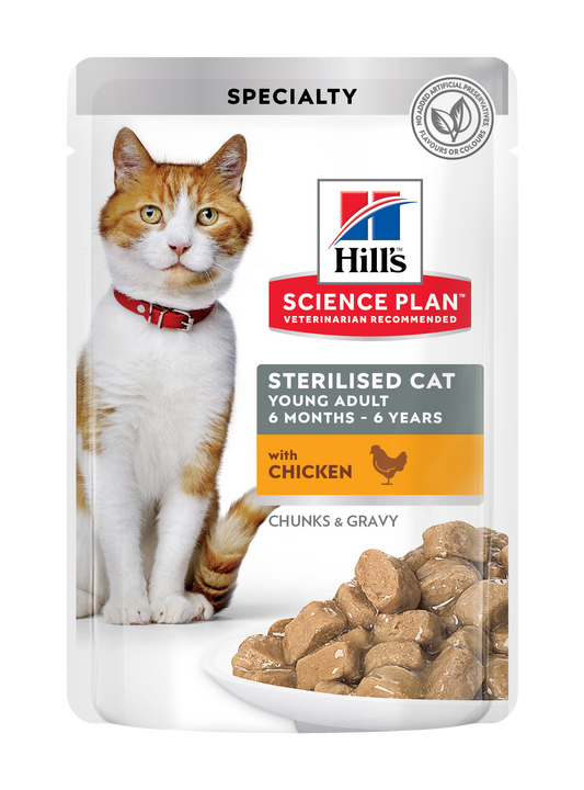Hill's Science Plan sterilizuotoms suaugusioms katėms su vištiena 12x85 g guliašai