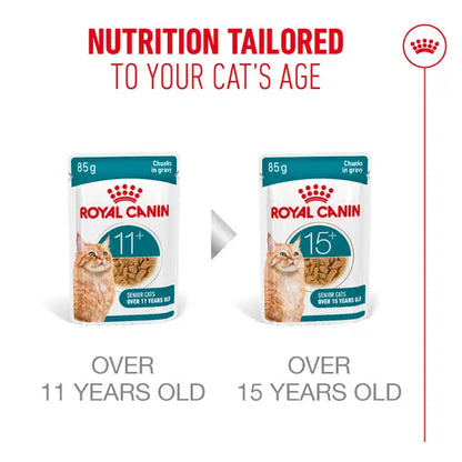 ROYAL CANIN Ageing 11+ Gravy - Wet Food for Senior Cats 12x85g
