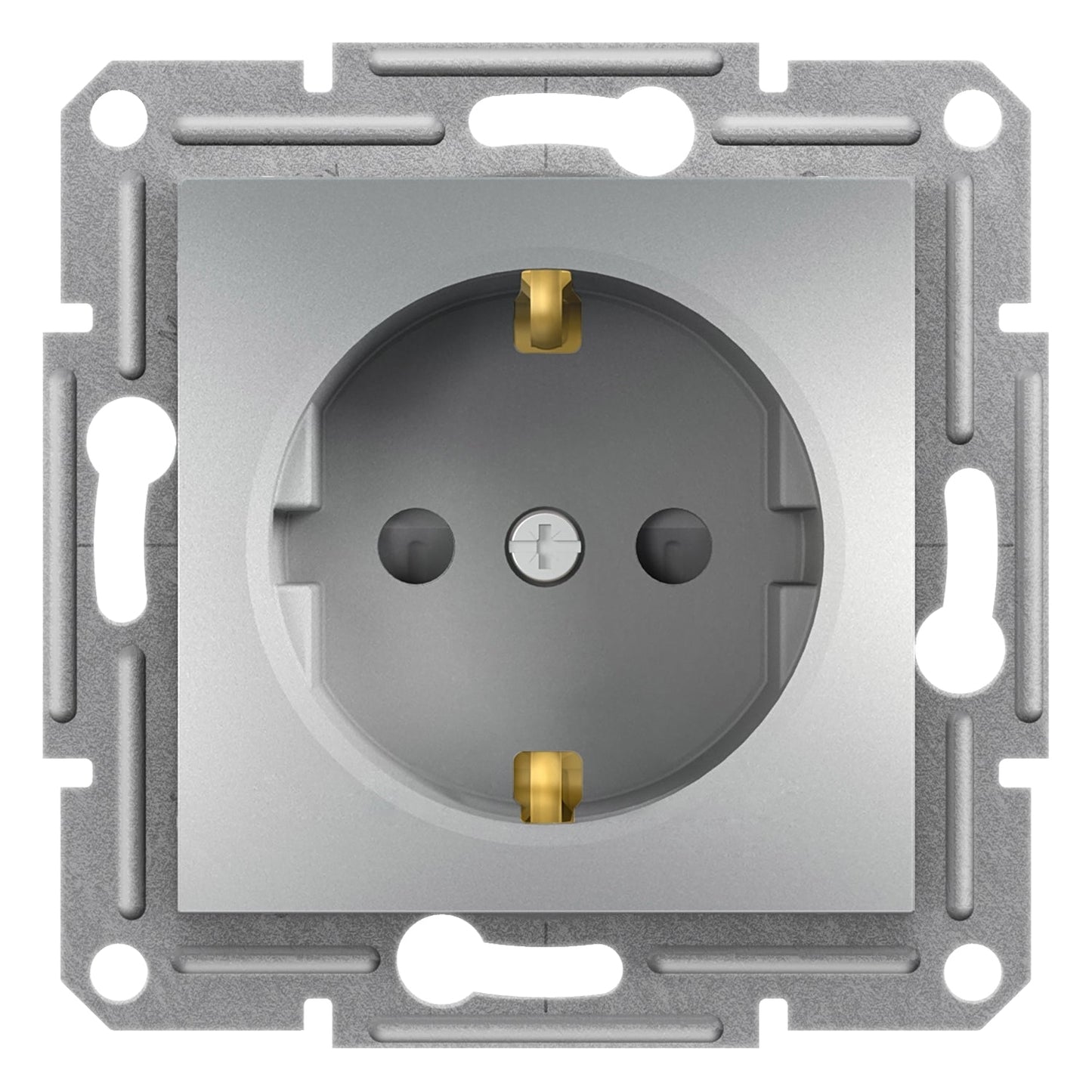 EPH2900261 Asfora - single socket outlet with side earth with shutters, wo frame, aluminum