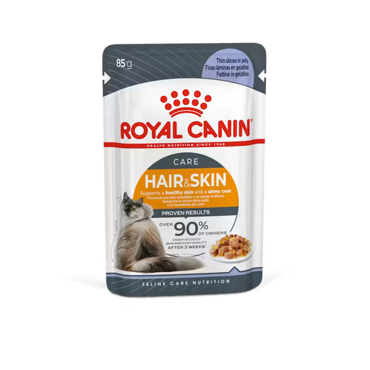 ROYAL CANIN Hair & Skin Care Jelly - Karma Mokra dla Dorosłych Kotów 12x85g