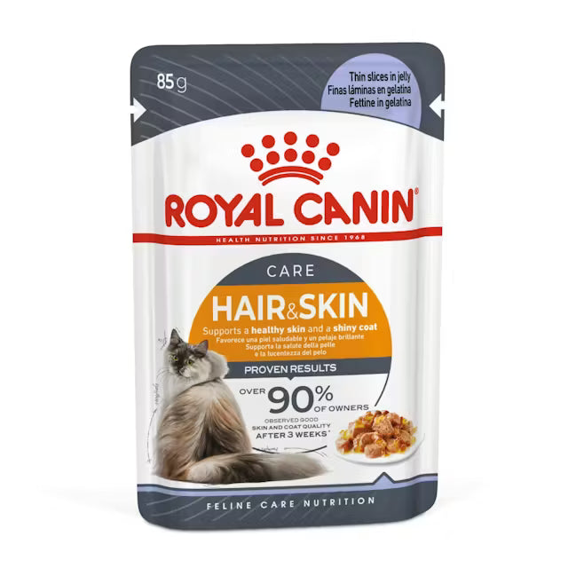 ROYAL CANIN Hair & Skin Care Jelly - Karma Mokra dla Dorosłych Kotów 12x85g