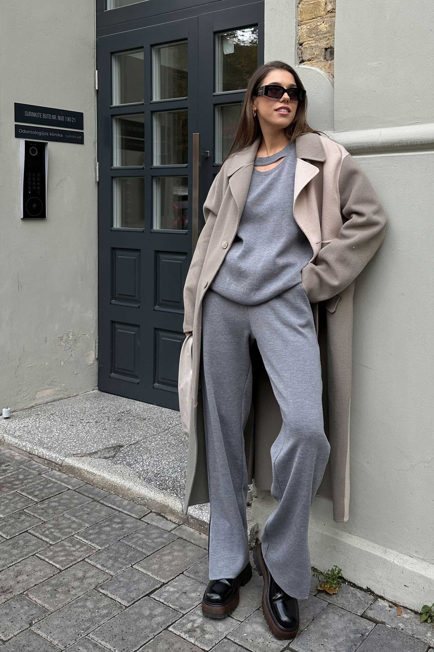 Ora & Rotondo 100% Merino Co-ord in Light Grey