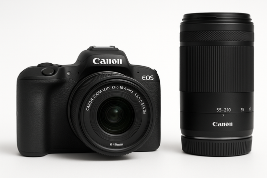 Canon EOS R100 su dviem objektyvais - pagrindinis vaizdas