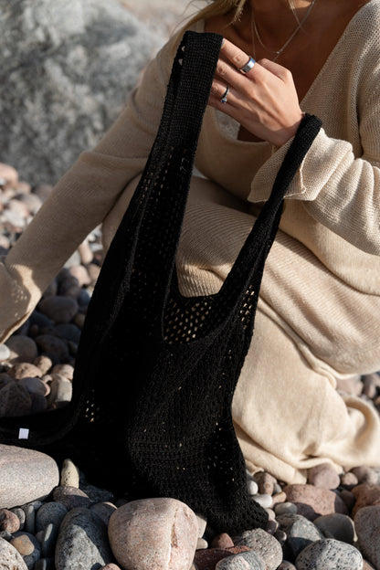 Mare 100% Leinen Sommertasche Schwarz