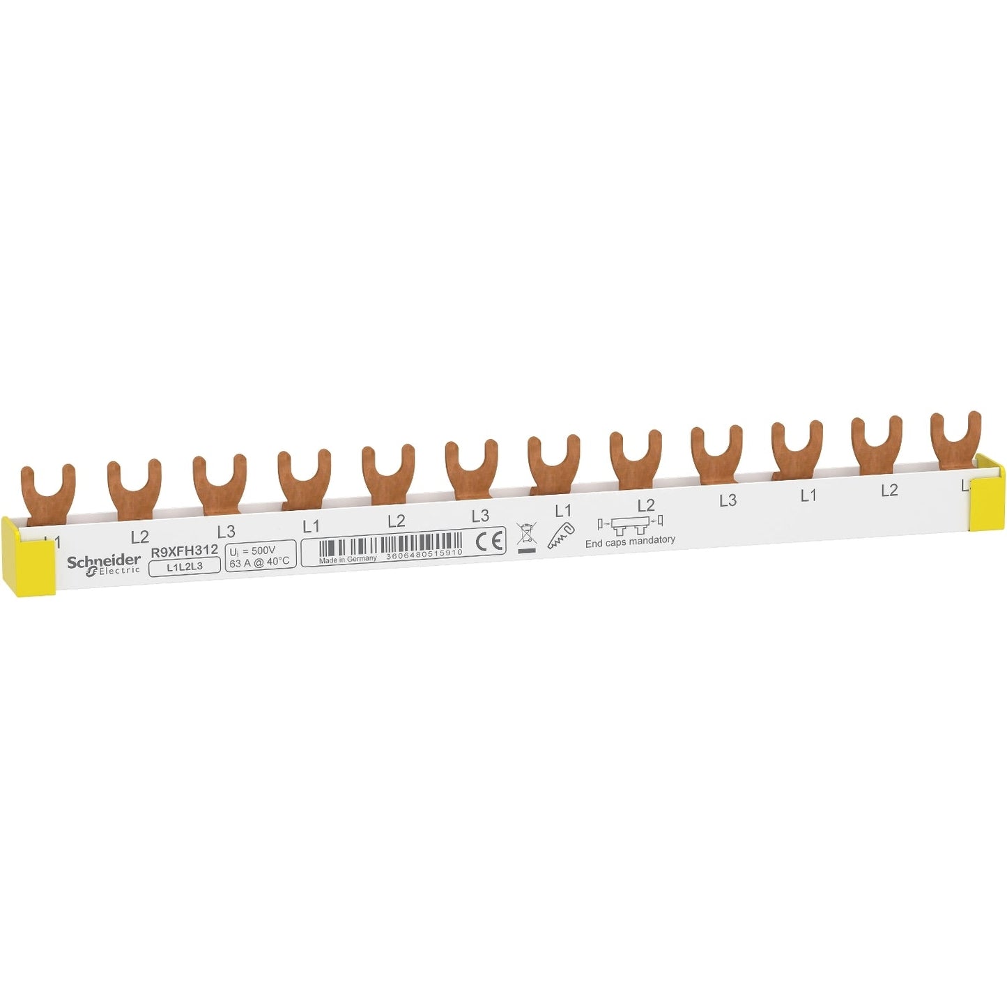 R9XFH312 Resi9 - Kammsammelschiene - 3L - 18 mm Raster - 12 Module - 63 A