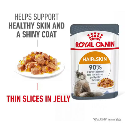 ROYAL CANIN Hair & Skin Care Jelly - Karma Mokra dla Dorosłych Kotów 12x85g