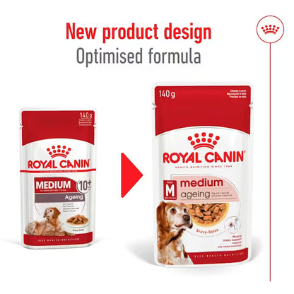 Royal Canin SHN Medium Ageing 10+ In Gravy - Drėgnas Pašaras Vidutinių Veislių Vyresnio Amžiaus Šunims 10x140g