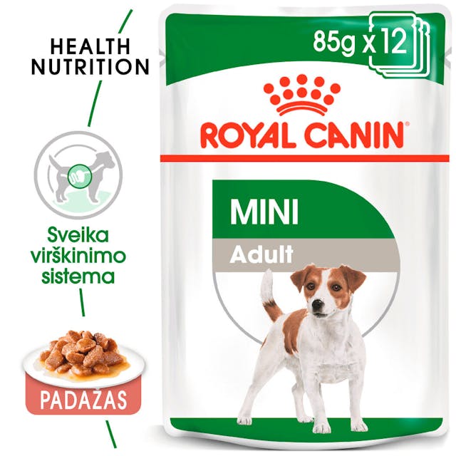 Royal Canin Size Health Nutrition Mini Adult Gravy 12x85g - Šlapias maistas su padažu suaugusiems mažų veislių šunims