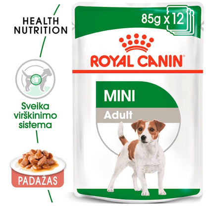 Royal Canin Size Health Nutrition Mini Adult Gravy 12x85g - Šlapias maistas su padažu suaugusiems mažų veislių šunims