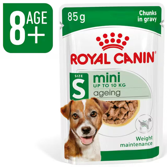 ROYAL CANIN Mini Ageing Chunks In Gravy - Wet Food for Small Breed Senior Dogs 12x85g
