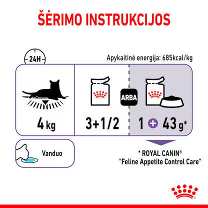 ROYAL CANIN Appetite Control Care Jelly - Drėgnas Pašaras Apetito Kontrolės Katėms 12x85g