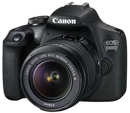 Canon EOS 2000D bezspoguļkamera — 24,1 MP digitālā vienobjektīva spoguļkamera + EF-S 18–55 mm IS komplekts